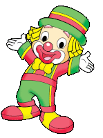 a cartoon drawing of a clown with a green hat