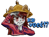 a cartoon of a girl wearing a straw hat with the words kid você written below her