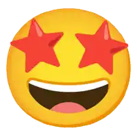a smiling smiley face with red stars in its eyes