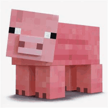 a pink pig from minecraft is standing on a white surface .