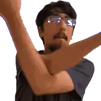 a pixelated image of a man wearing glasses and a mustache
