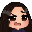 a pixel art drawing of a girl with long hair making an angry face .