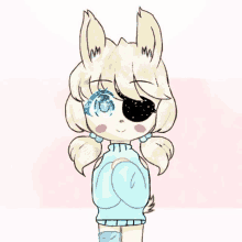 a drawing of a girl with bunny ears wearing a sweater and sunglasses .