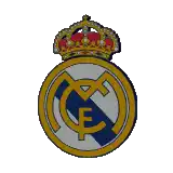 a drawing of a real madrid logo with a crown