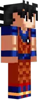 a cartoon character in a minecraft skin looks like goku from dragon ball