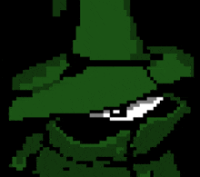 a pixel art of a green frog wearing sunglasses and a hat