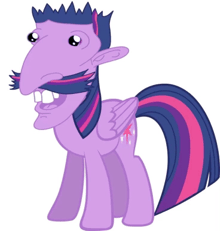 twilight sparkle from my little pony has a big nose and a mustache