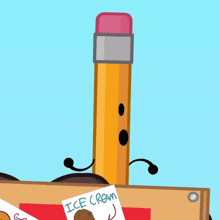 a cartoon pencil is holding a sign that says " you can taste "