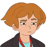 a cartoon drawing of a girl with brown hair and brown eyes