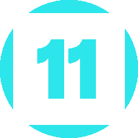 the number 11 is displayed in a blue circle on a white background