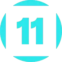 the number 11 is displayed in a blue circle on a white background