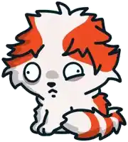 a cartoon drawing of a red and white cat with a surprised expression on its face .