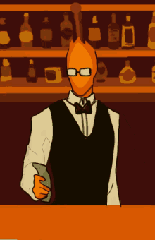 a cartoon of a man in a vest and bow tie