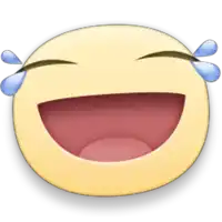 a laughing emoji with tears coming out of its eyes