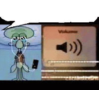 squidward from spongebob squarepants is wearing headphones and listening to music .