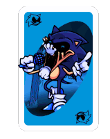 a playing card with sonic the hedgehog holding a microphone