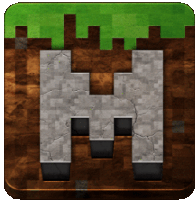 a minecraft icon with a castle and a grass patch