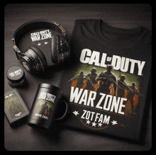 a call of duty war zone t-shirt sits on a table