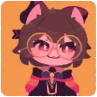 a pixel art drawing of a girl wearing glasses and a bow tie