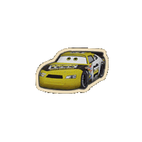 a sticker of a yellow race car with the number 29 on the front