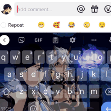 a screenshot of a keyboard that says add comment on the top left