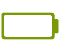 a green battery icon with a white lightning bolt on it .