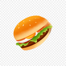 a hamburger with lettuce tomatoes and an egg on a white background