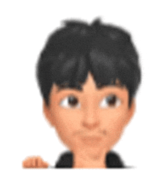 a close up of a cartoon boy 's face with a serious expression .