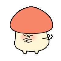 a cartoon drawing of a mushroom with a red top