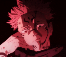a close up of a cartoon character with red hair