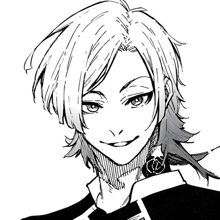 a black and white drawing of a young man with long hair