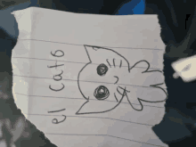 a piece of paper with a drawing of a cat and the word el gato written on it