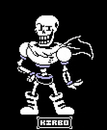 papyrus from undertale is a pixel art of a skeleton with a tail .