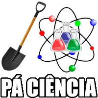 a shovel is next to a drawing of an atom and beakers with the word paciencia below it