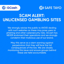 a blue poster with the words scam alert unlicensed gambling sites written on it