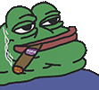 a cartoon frog is smoking a cigar with smoke coming out of his mouth .