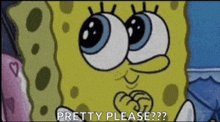 a cartoon of spongebob asking pretty please