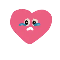 a cartoon heart is crying with tears coming out of its eyes