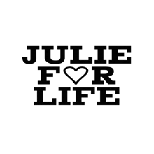 a julie for life logo with a heart in the middle