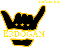 a logo for erdoğan shows a hand with stars on it