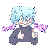 a drawing of a person giving a thumbs up with the words good job behind them