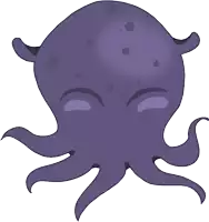 a purple octopus with its eyes closed