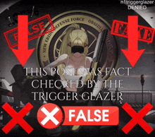 a poster that says this post was fact checked by the trigger glazer false