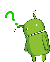 a cartoon drawing of an android with a question mark above his head