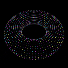 an optical illusion of a torus made of colorful dots