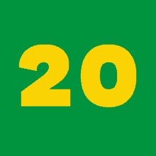 a green background with a yellow number 20