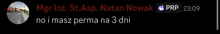 a screenshot of a text message with a picture of a street and the words " no i masz perma na 3 dni "