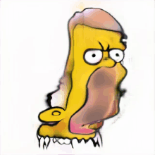 a cartoon drawing of homer simpson with a long tongue