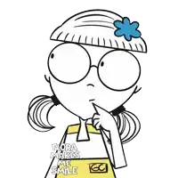 a cartoon girl with glasses and a flower in her hair has the words flora makes me smile on the bottom