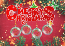 a merry christmas greeting card with a candy cane and a christmas tree